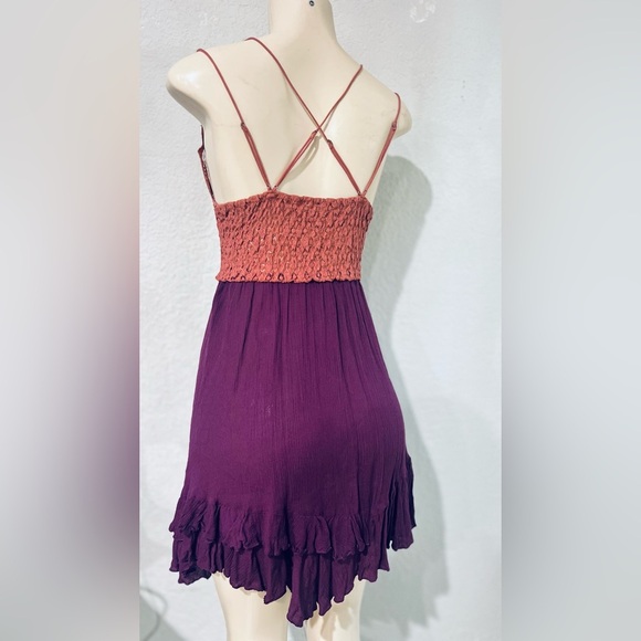 Free People Adella dress copper combo size Small this dress is like new - Picture 12 of 15